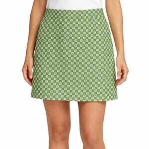 Talbots Green White Circle Geo Print Cotton Short Mini‎ Skirt 8 Petite